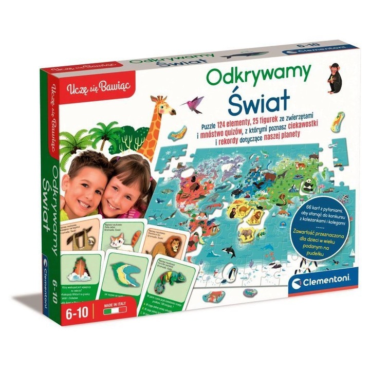 Clementoni oktatójáték Felfedezzük a világot puzzle állatok természet multicolor