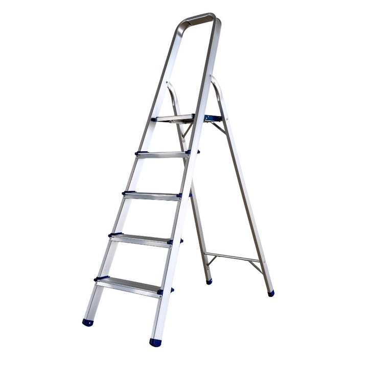 Scara pliabila din aluminiu cu platforma MESTERINO TOOLS MTJL-302-1x5, 5 trepte, 1.5 metri, greutate maxima suportata 150 kg