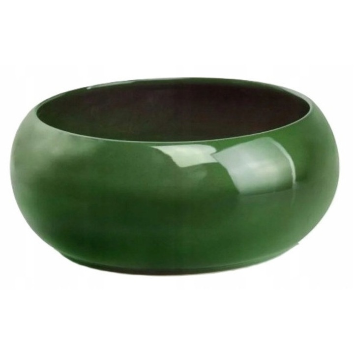 Vas ceramic Polnix 13x6cm verde inchis lucios decorativ