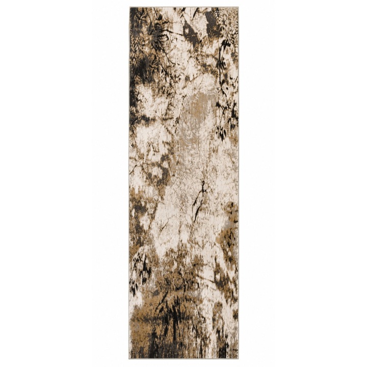 Traversa Antiaderenta, Polipropilena, Imprimeu Modern, Abstract Bicolor, Bej Nuante, 80x150cm