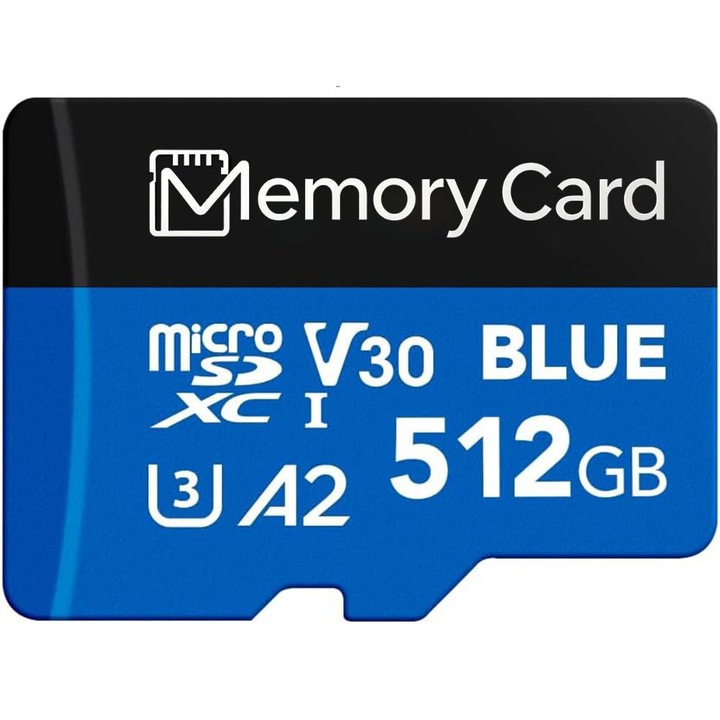 microSDXC UHS-I 512GB memóriakártya adapterrel - Akár 100MB/s, C10, U3, Full HD, A2, MicroSD kártya táblagéphez, mobiltelefonhoz, kamerához, autóhifihez, játékkonzolhoz, fedélzeti kamerához és drónhoz