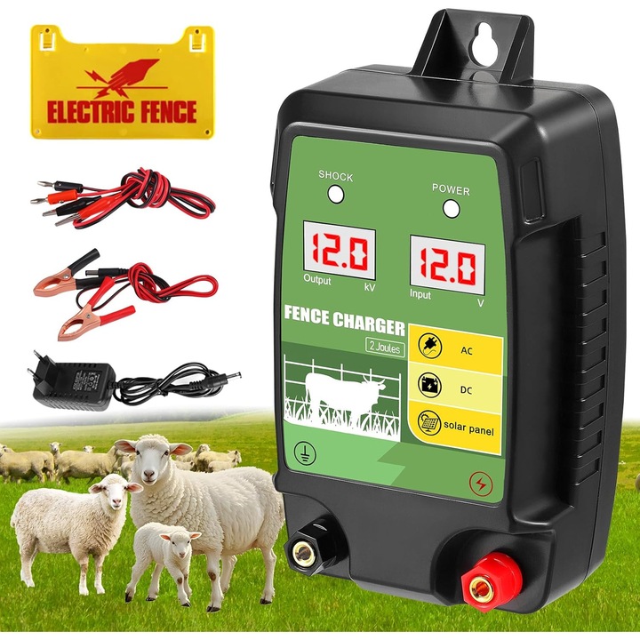 Elektromos kerítés impulzusgenerátor, Bedee, 12V, 2J, narancssárga, 15km, IP54