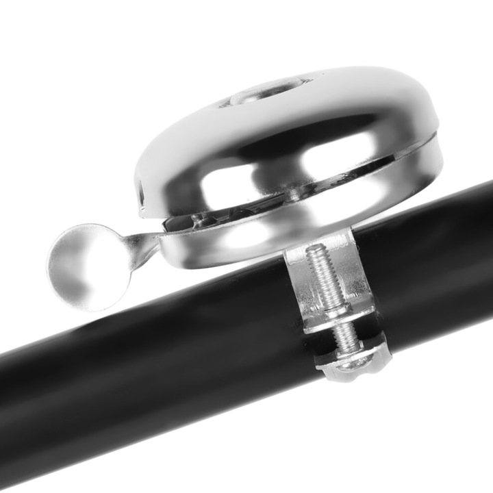 Sonerie bicicleta metalica clasica argintie 52mm compacta