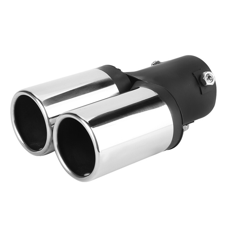 Toba de esapament dubla universala auto inox 6.2cm crom