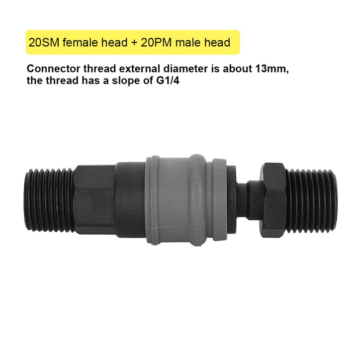 Pneumatikus gyorscsatlakozók, műanyag acél, automatikus reteszelés, G1/4", 1.5MPa