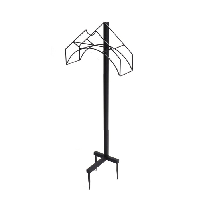 Suport furtun gradina, fier robust, detasabil, negru