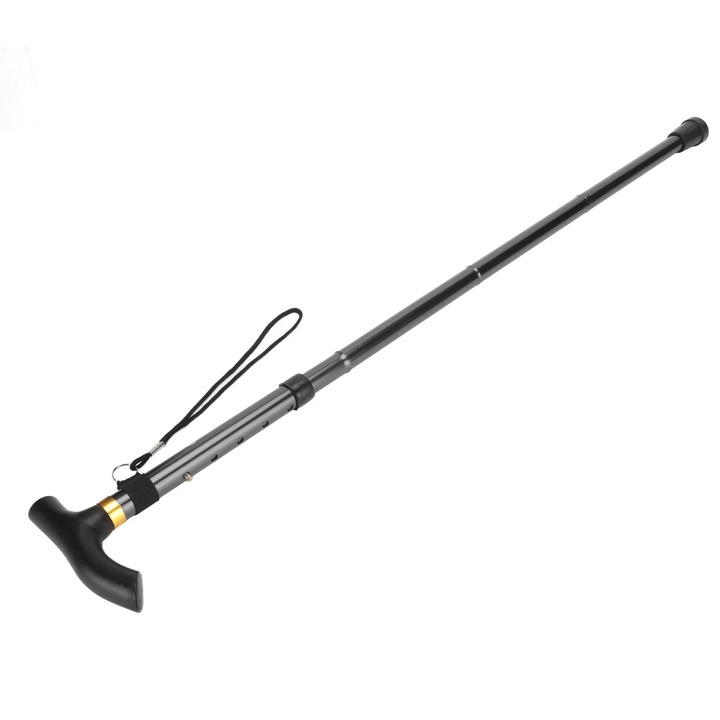 Baston pliabil ergonomic, 5 sectiuni, negru, 82x92cm