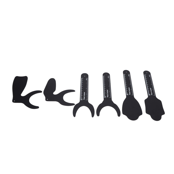 Set 6 fundaluri metalice contrast dentar, negru, dimensiuni variate