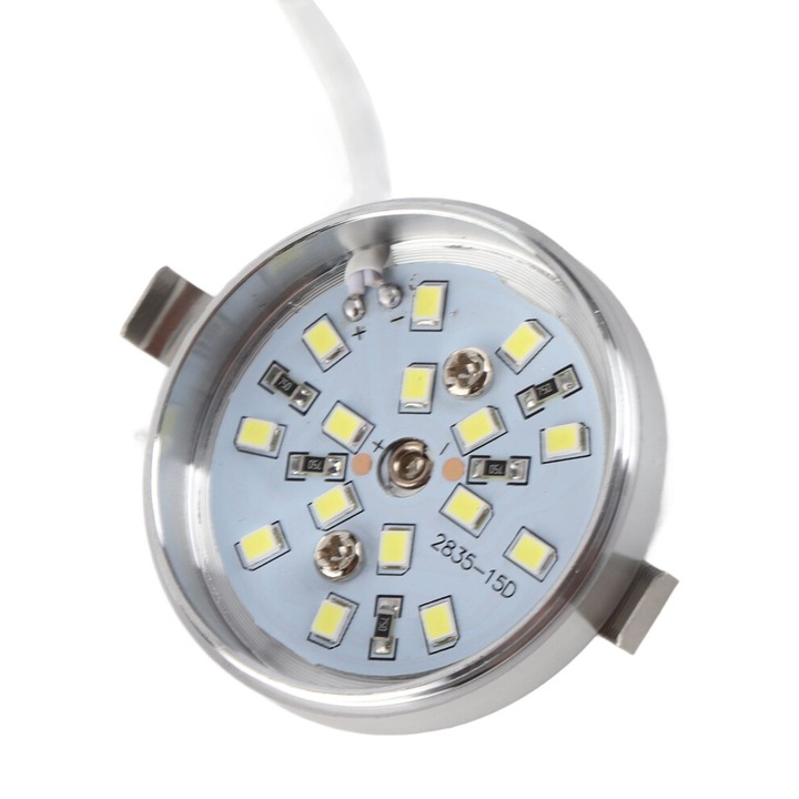 Lumina plafon incastrabila rotunda 15LED 12V, aluminiu, alb cald, subtire, 12x12cm