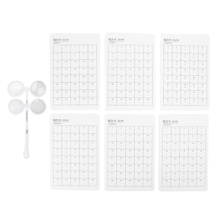 Set 6 piese flippere optometrie plastic 200 grade cu card vizual