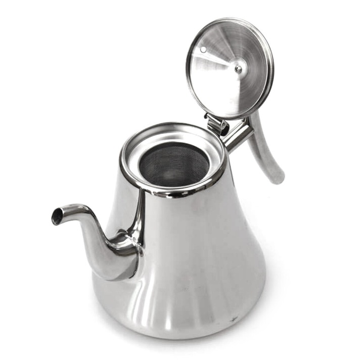 Cafetiera otel inoxidabil 201, 2.4L, cu filtru si cioc lebada
