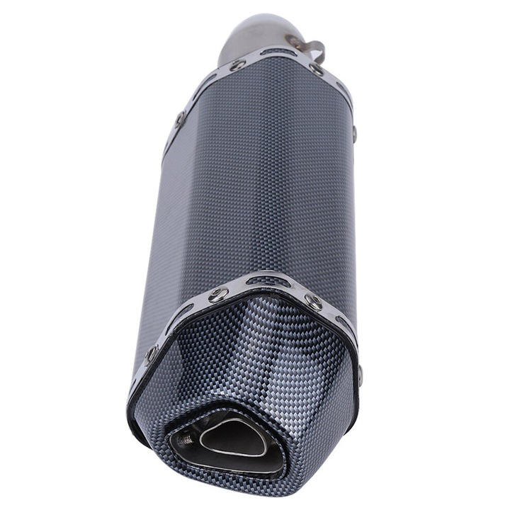 Toba universala motocicleta, inox, cu DB killer, 37cm, negru