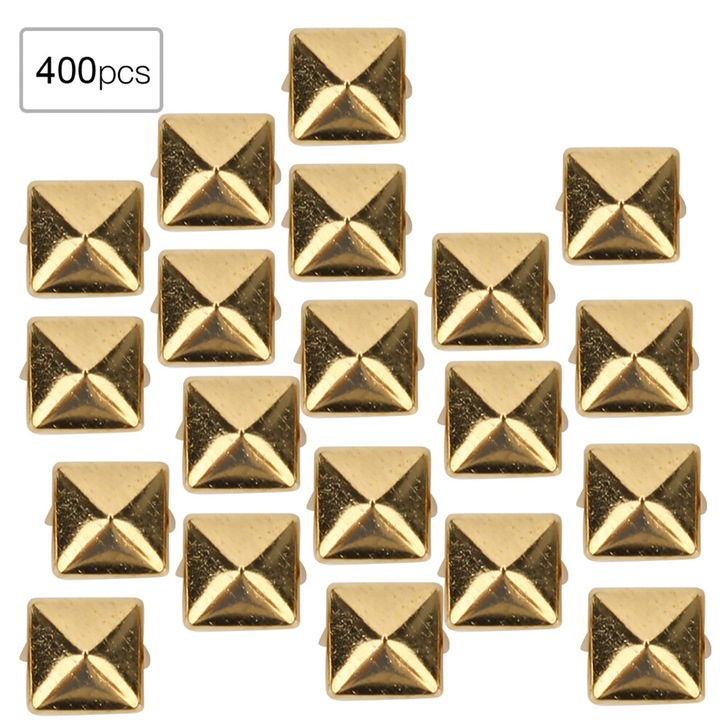 400 db arany sárgaréz négyzet alakú szegecs készlet 4x7mm bőrre