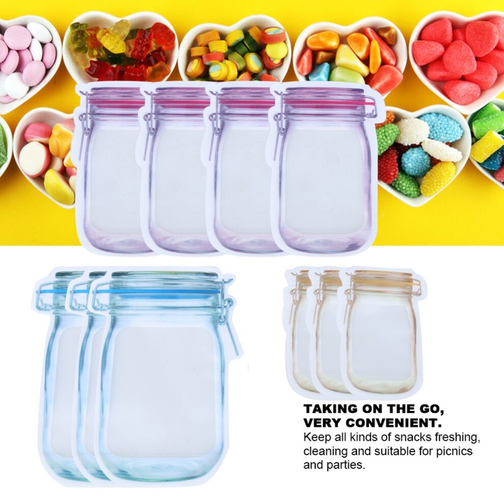 Set pungi resigilabile, 3L 4M 3S, multicolor, 17.5x24.5cm 13.7x19.5cm 10.2x15cm