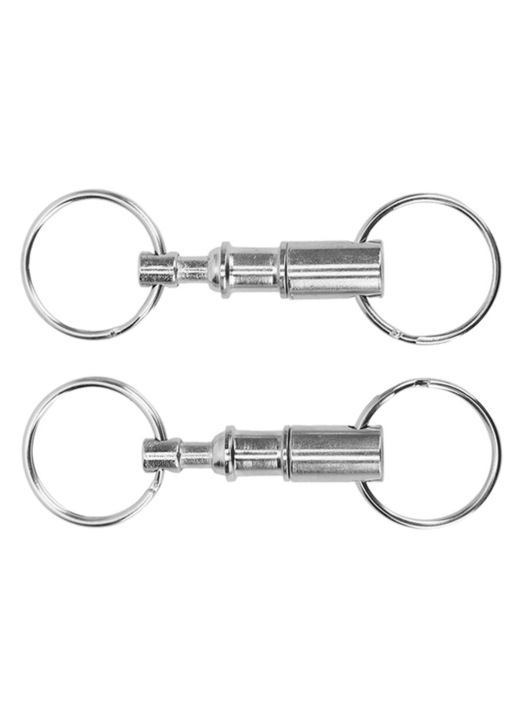2 db dupla, levehető fém kulcstartó készlet 8x2cm ezüst