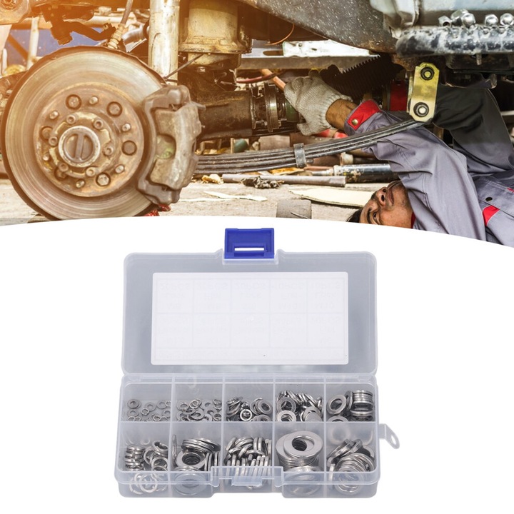 Set saibe plate si saibe de blocare inox M2.5-M10 260 buc