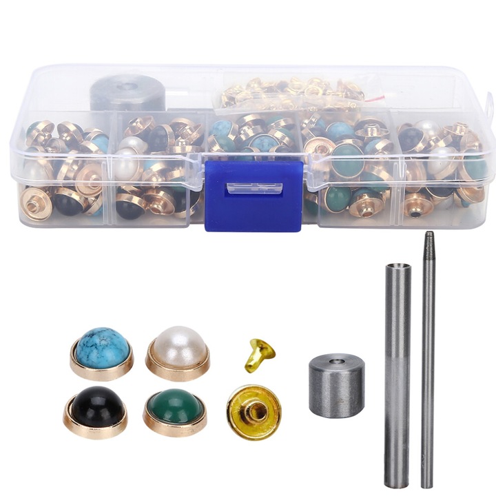 Színes szegecskészlet 10mm gyanta ötvözet bőr ruhák kalapok 180 db