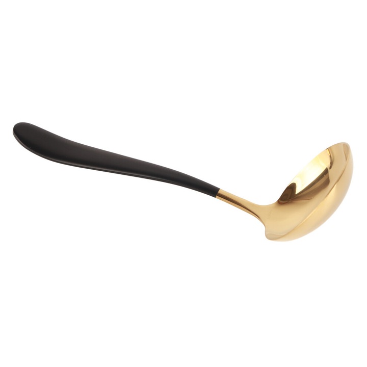 Lingura supa 304 otel inoxidabil, negru auriu, 19x6cm