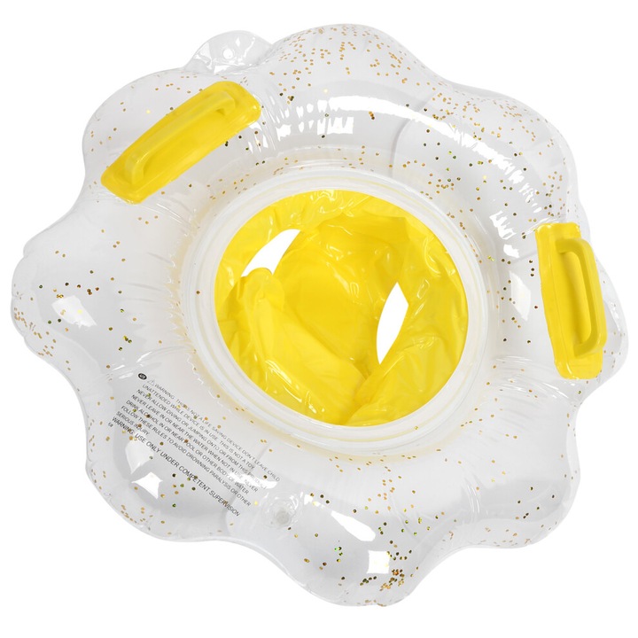 Colac de inot pentru bebelusi, inel cu flori, manere, 55x25cm, PVC