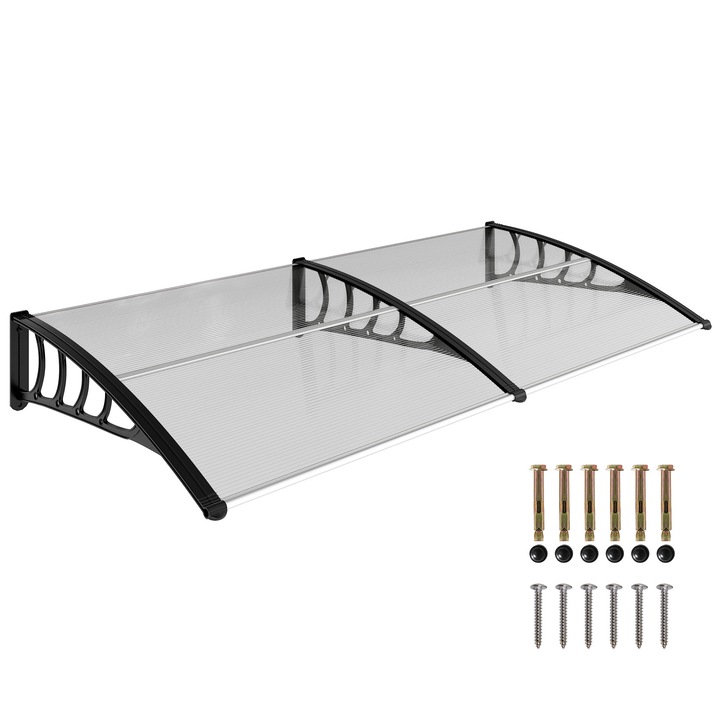 Copertina exterioara 200x96x27 cm, panouri policarbonat, transparent, protectie UV