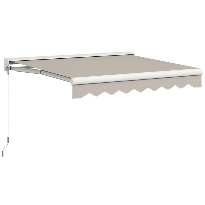 Copertina retractabila electrica 250x200 cm, cadru aluminiu, crem, cu telecomanda si manivela manuala