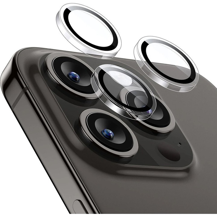 Folie sticla securizata Powertech pentru camera iPhone 14 Pro, 14 Pro Max, transparenta
