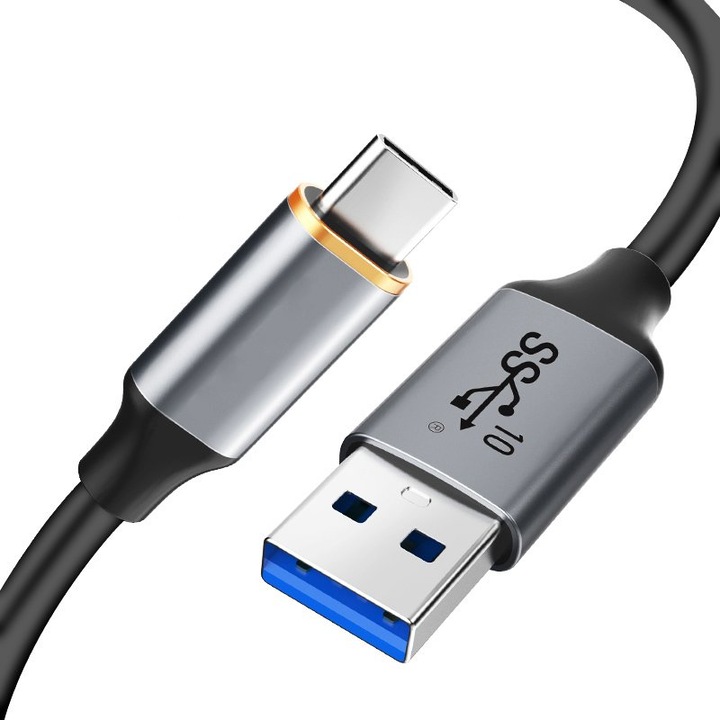 Cablu USB-C la USB Cabletime 60W 10Gbps 1.5m negru
