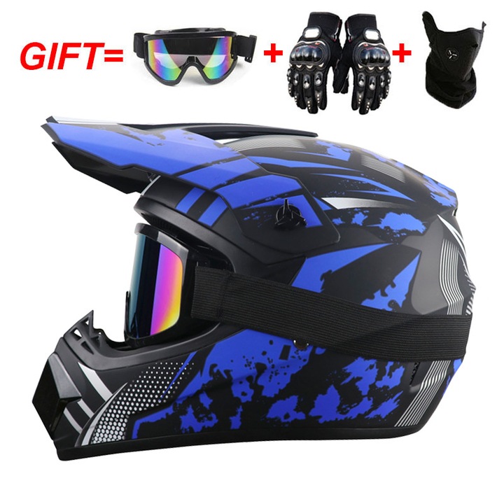 Casca off-road ATV Mountain Bike Go-kart, negru albastru, S
