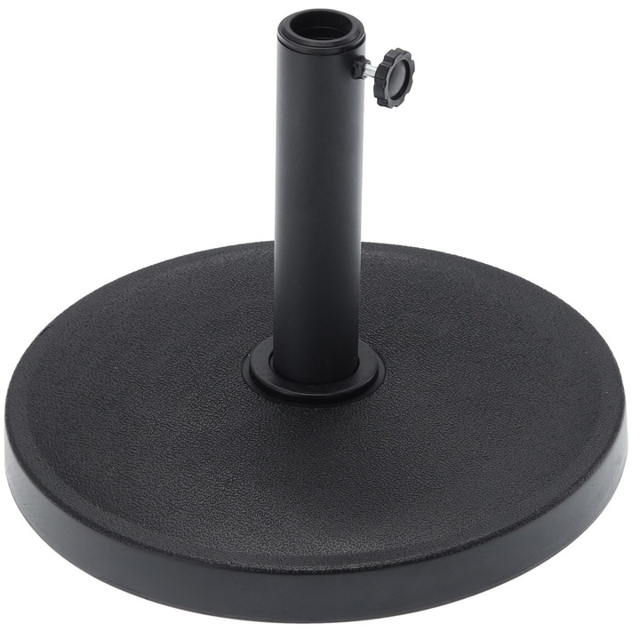 Baza umbrela din beton 12 kg, cu prindere metalica reglabila, rotunda, negru