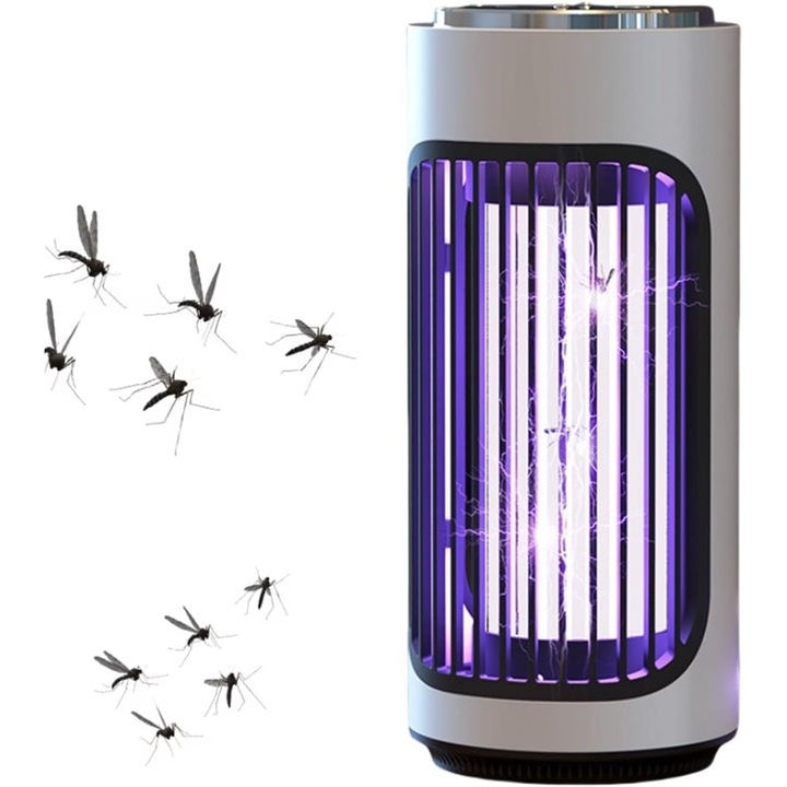 Lampa anti-tantari, repelent anti-tantari pentru acasa, incarcare USB, portabila, pentru calatorii de vara, camping, uz casnic (alb)