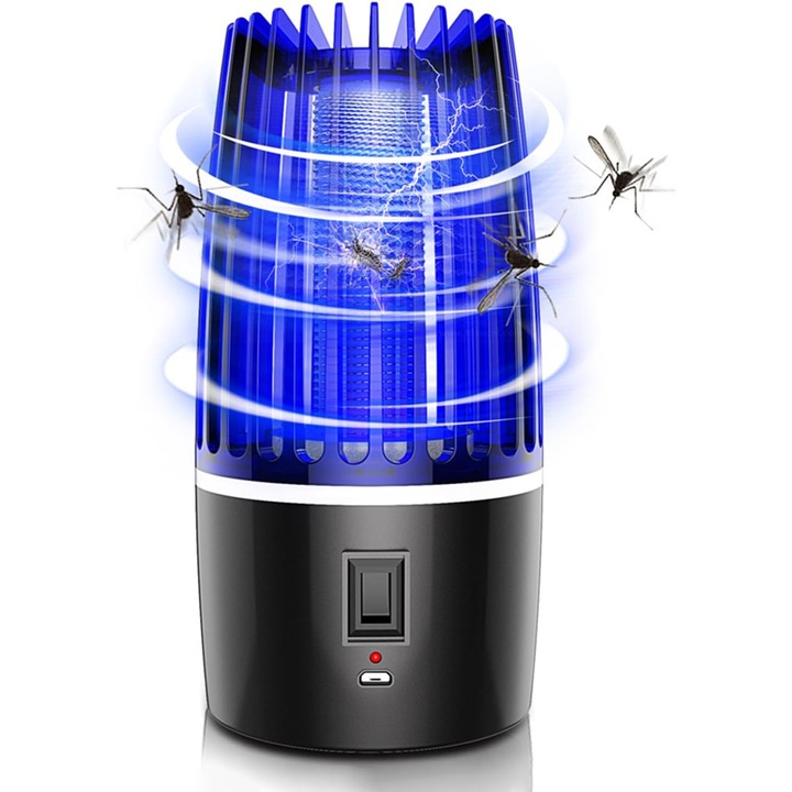 Lampa electrica portabila impotriva tantarilor, 2000 mAh, reincarcabila prin USB, repelent UV impotriva insectelor cu lumina de noapte, pentru uz interior si exterior, calatorii de vara, camping