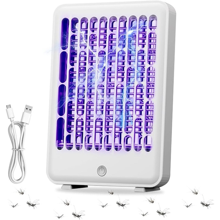Lampa electrica anti-tantari, insecticid electric, lumina de noapte cu raze UV la 360° — Controlul tantarilor in interior si exterior pentru bucatarie, casa si camping