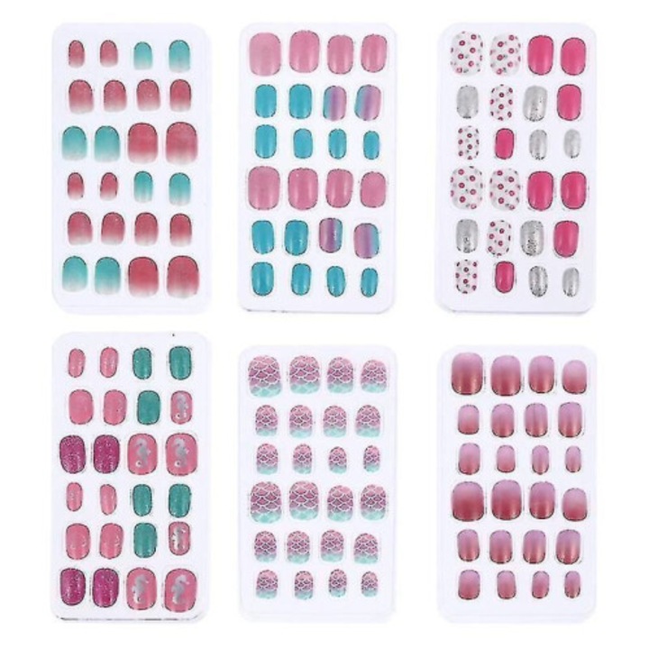 Set unghii false copii 144 piese multicolor 11.5x6cm