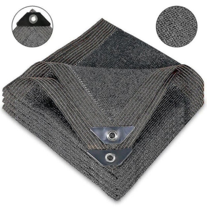 Panza de umbrire gri 3x5m cu inele metalice pentru gradina
