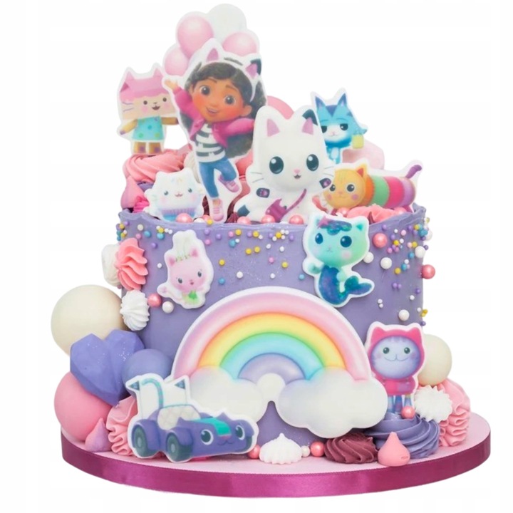 Set Figurine Din Zahar Pentru Tort Sarbatoare Dulce Casa Pisicii Gabi 2.0, Realizate Manual, Include Gabi Si Personajele Din Desen, Ambalare Sigura, 12 Elemente Decorative Multicolore Pentru Copii