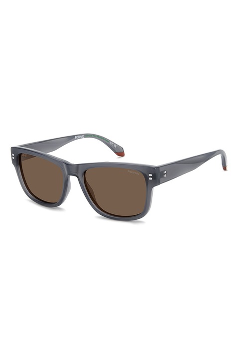 Polaroid, Ochelari de soare patrati cu lentile polarizate, 55-18-145, Gri