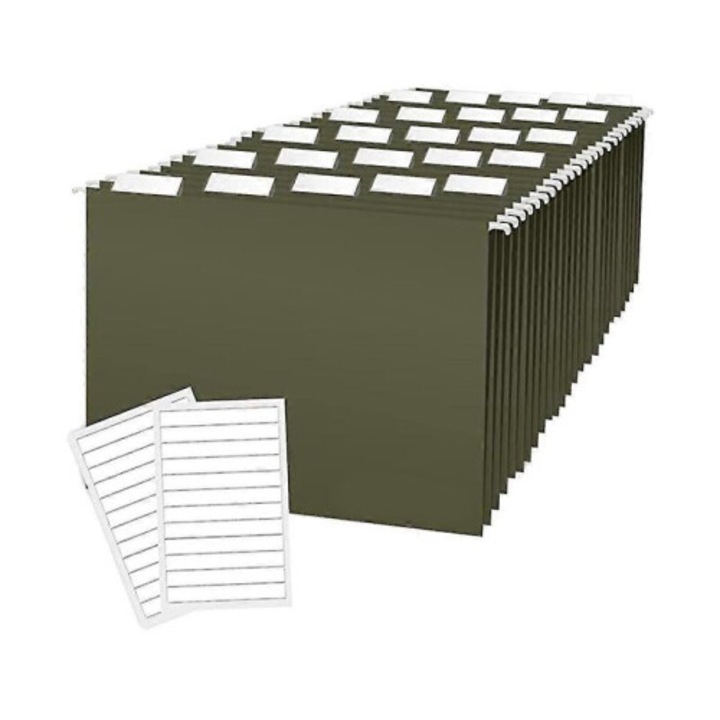 Dosare suspendate, set 25 buc, verde inchis, 34x24cm