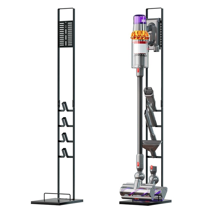 Suport aspirator, Bedee, compatibil cu Dyson V15s V15 V12 V11 V10 V8 V7 V6, DC58 DC59 DC62 DC74, suport aspirator independent, suport de podea pentru diverse accesorii Dyson (negru)