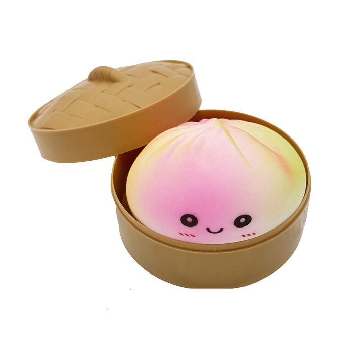 Jucarie Dumpling Squishy Antistres, Flippy, Model Fata Zambitoare Curcubeu, Squeezy Dumpling, 8.5x5.5 cm, Culoare Mix Surpriza