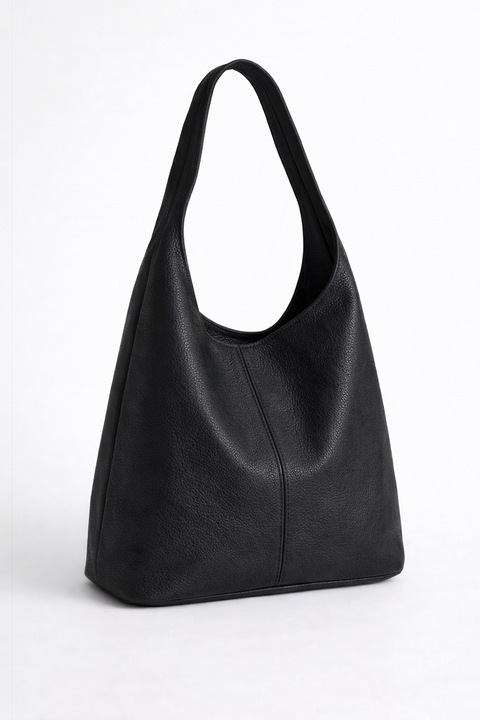 Geanta dama tip Hobo din piele naturala Format Mare, Casual, Negru