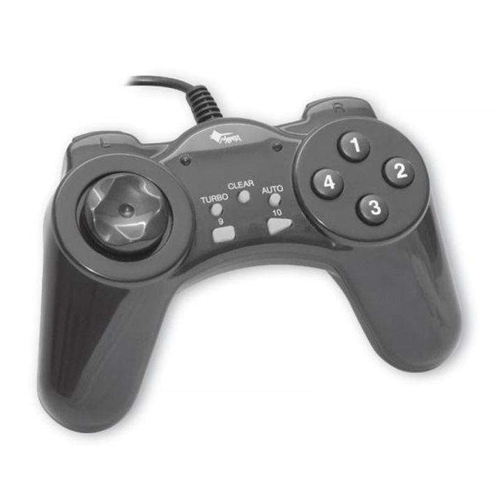 Gamepad, Esperanza Manta MM812, USB, 10 butoane de declansare, Pad de control cu ​​opt pozitii, Negru