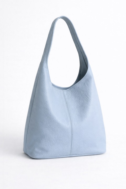 Geanta dama tip Hobo din piele naturala BLUE, Format Mare, Casual, Albastru deschis
