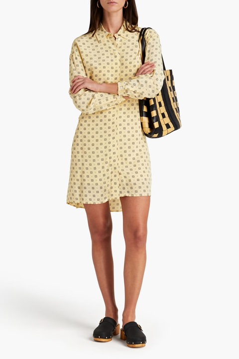 Rochie tip camasa, Claudie Pierlot, maneca lunga, viscoza, Galben, 36