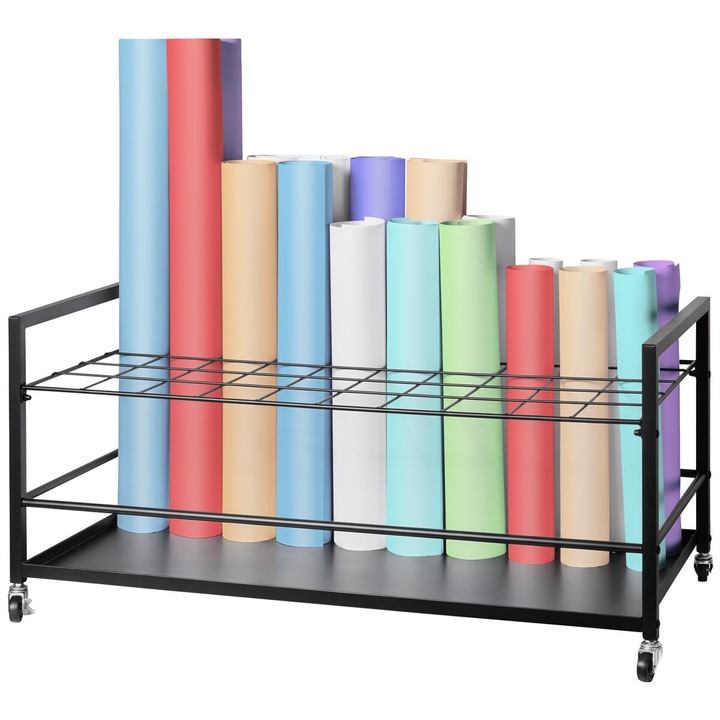 Suport planse VEVOR, 50 sloturi, mobil, metalic, negru, 99x48x45.5cm