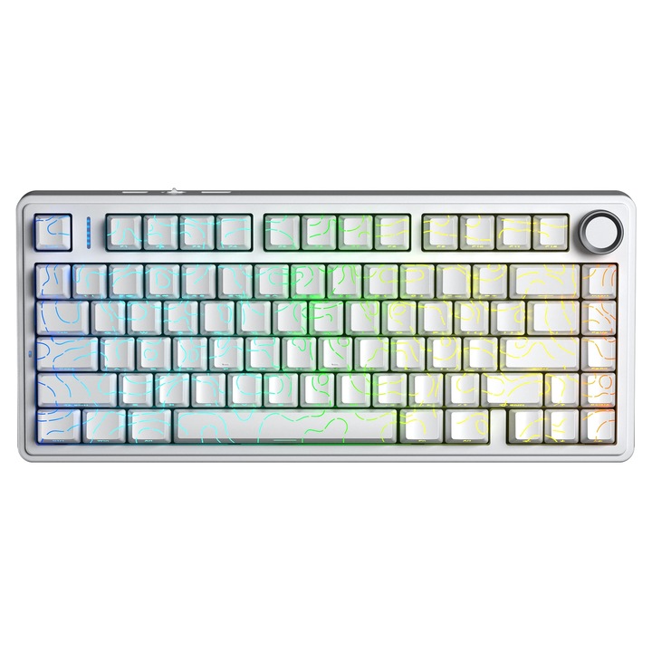 Клавиатура Aula геймърска механична клавиатура Wireless Gaming Mechanical Keyboard F75HE - Black King Magnetic Switch [Linear] (English US), White F75HE-BKS-WH