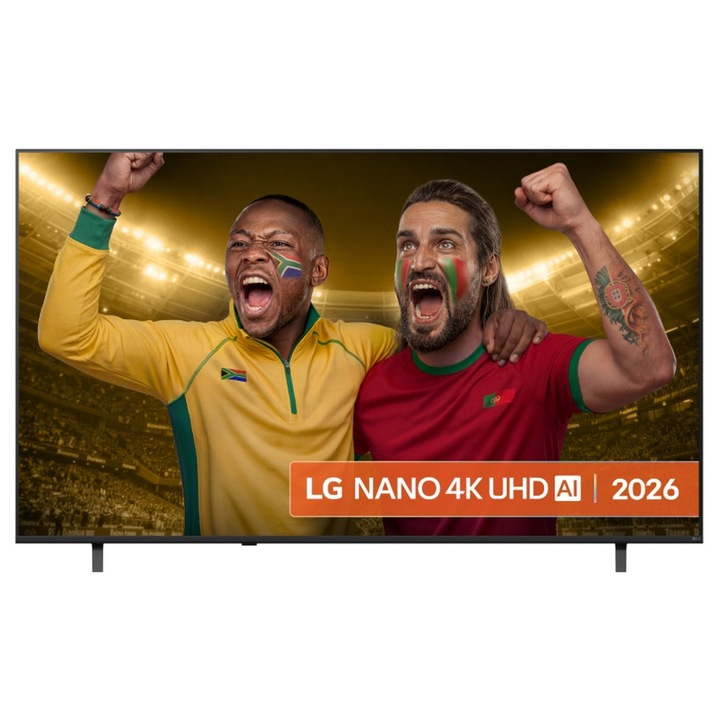 Телевизор LG 75NU850B3LA, 75" Smart TV, 4K Ultra HD, резолюция 3840x2160, черен, размери 166.9x36.1x102.6cm