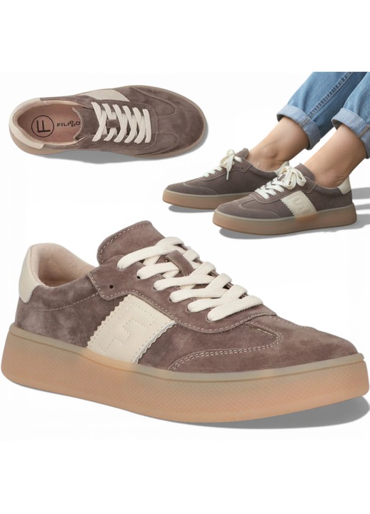 Női sneaker, Filippo, Fara Model, Valódi bőr, Kényelmes, Barna, Platformos 36
