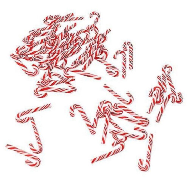 Decoratiuni Craciun, 100 piese, bastonase rosii si albe, plastic, 1-3cm