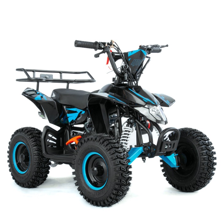 Mini atv XTR M8, roti 6inch, 50cc, 2 timpi, pornire electromotor, culoare negru/albastru