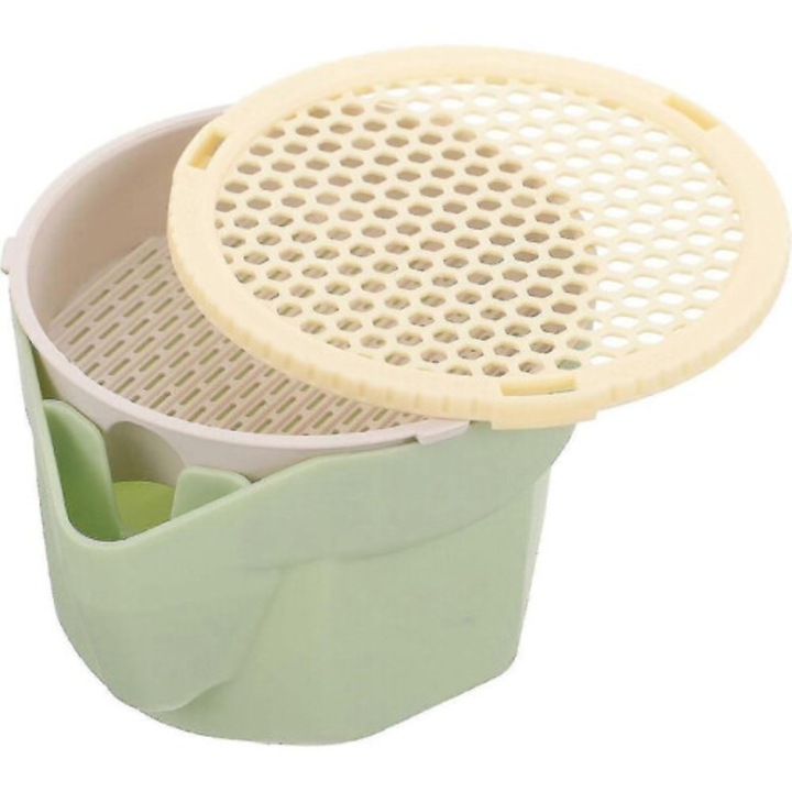 Ghiveci pentru iarba de pisici, design strat dublu, hidroponic, alb, 20x15x10cm